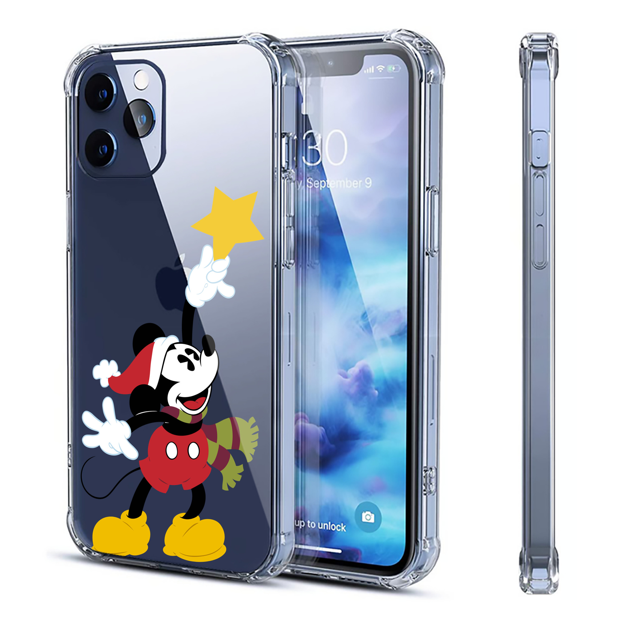 （画像用） ミッキーマウス Mickey Mouse 【iPhone 12シリーズ対応】透明スマホケース（クリアソフトケース）